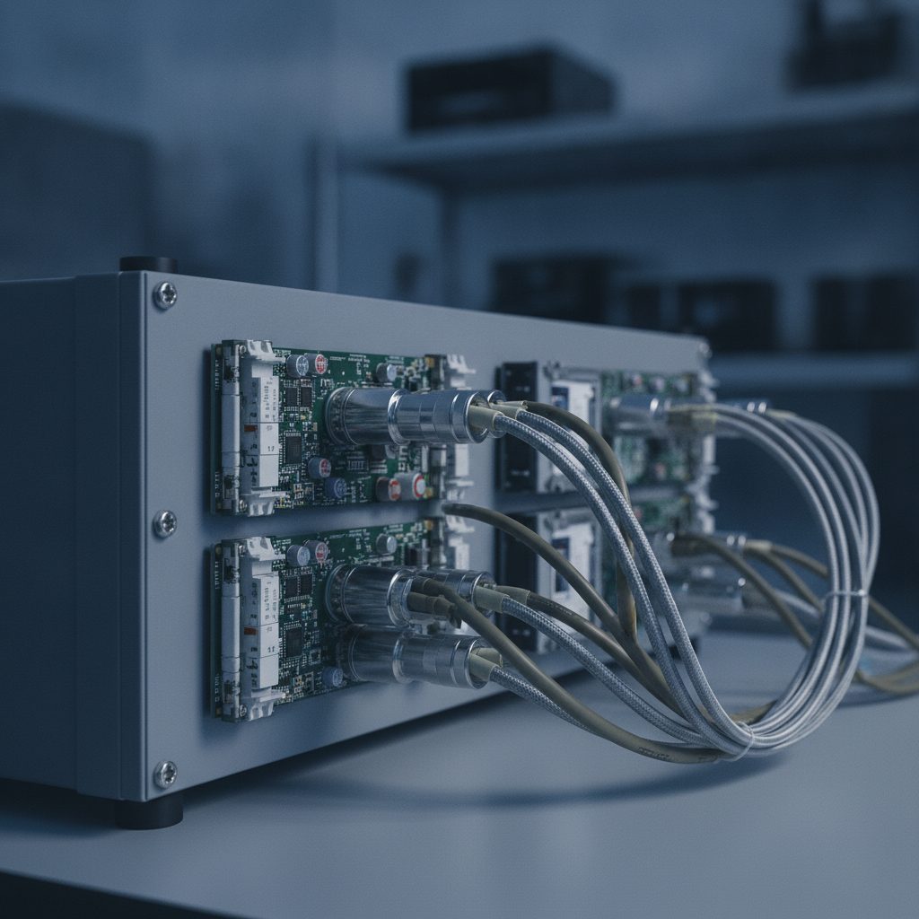 Avionik-Testaufbau auf Prüfstand – elektronische Systeme in der Entwicklungsphase