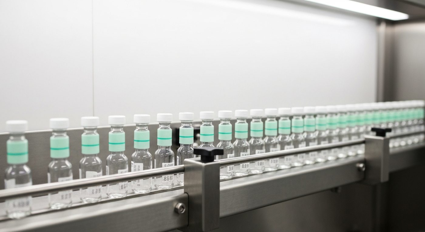 Sterile Abfüll- und Verpackungslinie für Biopharmazeutika in einer Reinraumanlage